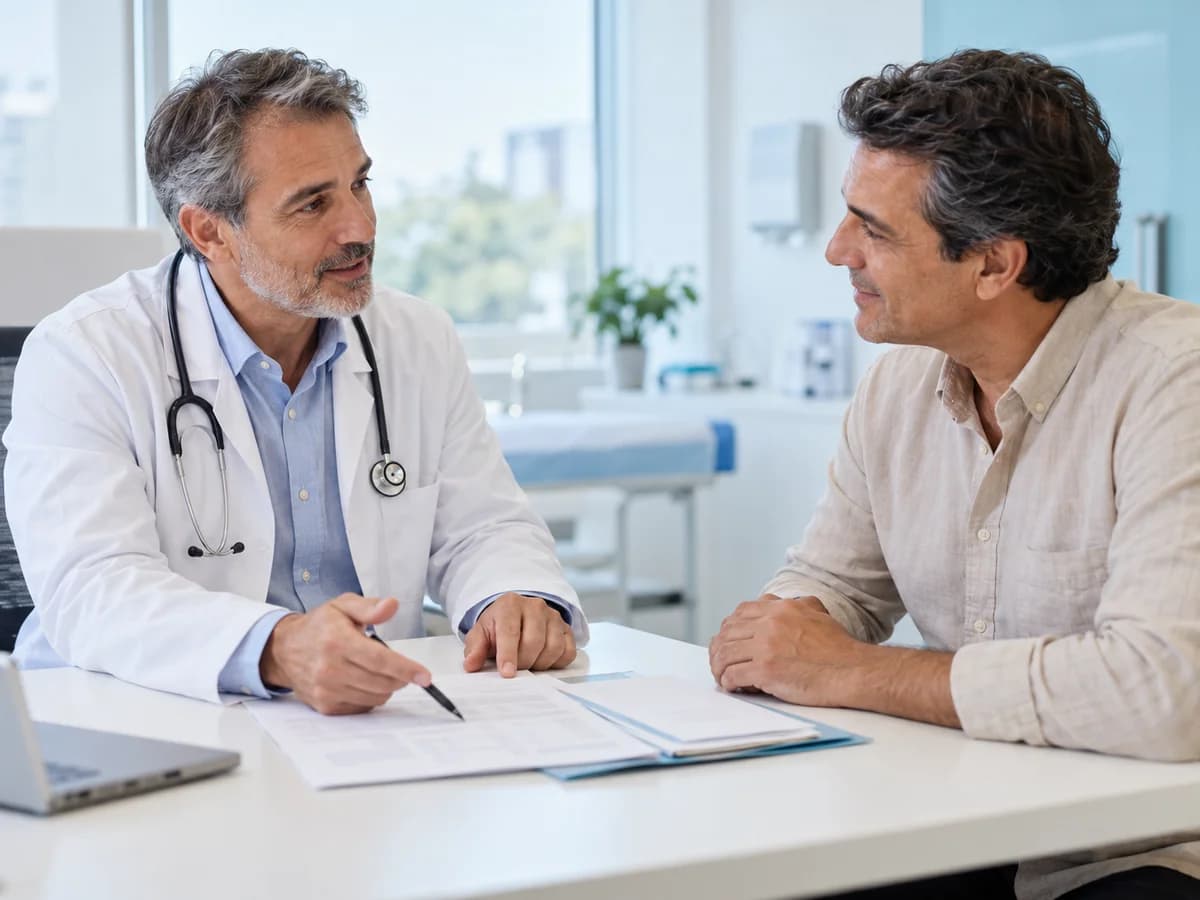 Imagem ilustrativa de consulta para check-up com avaliação de exames