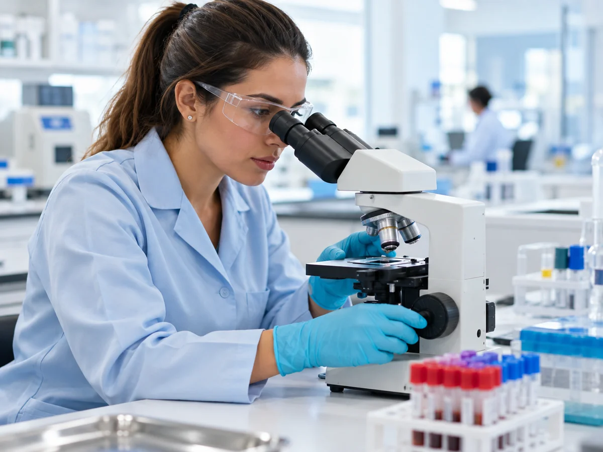 Imagem ilustrativa de profissional realizando análises em um laboratório